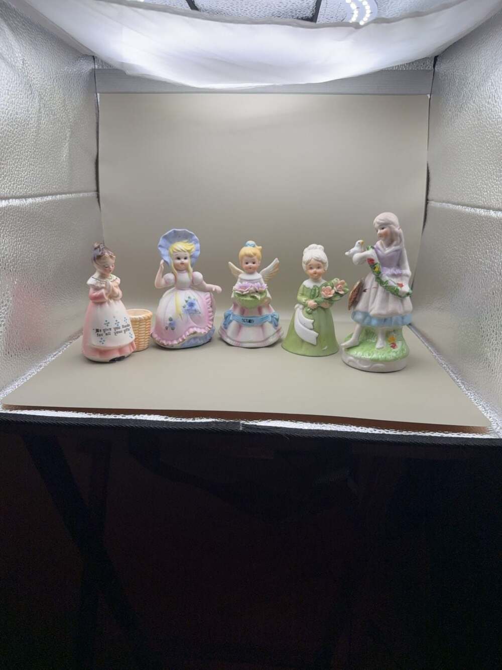 Vintage Porcelain Figurine Bell Collection Set of 5
